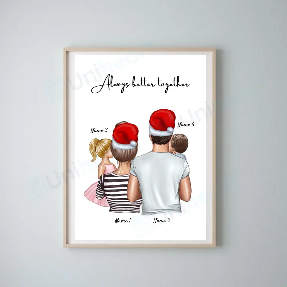 Familjen på jul - Personaliserad Poster
