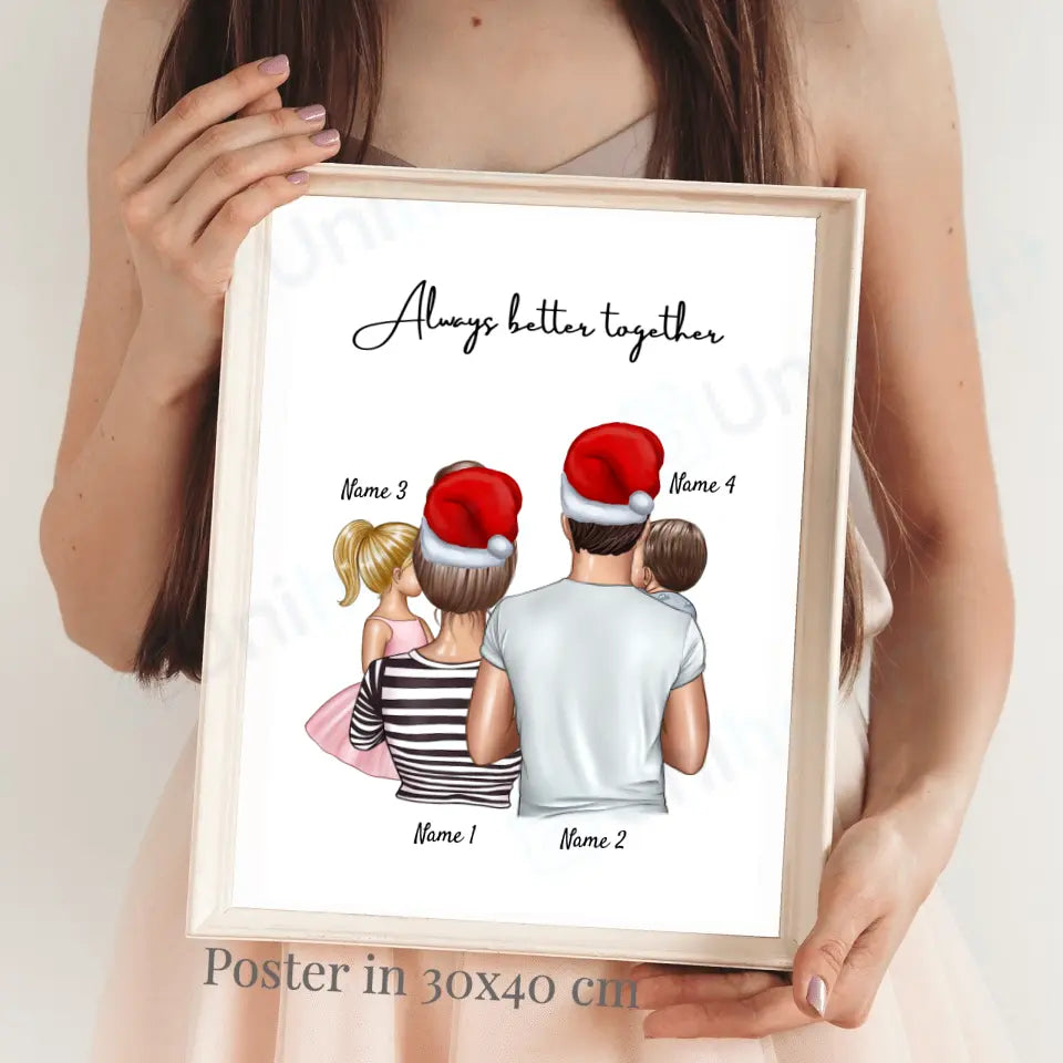Familjen på jul - Personaliserad Poster