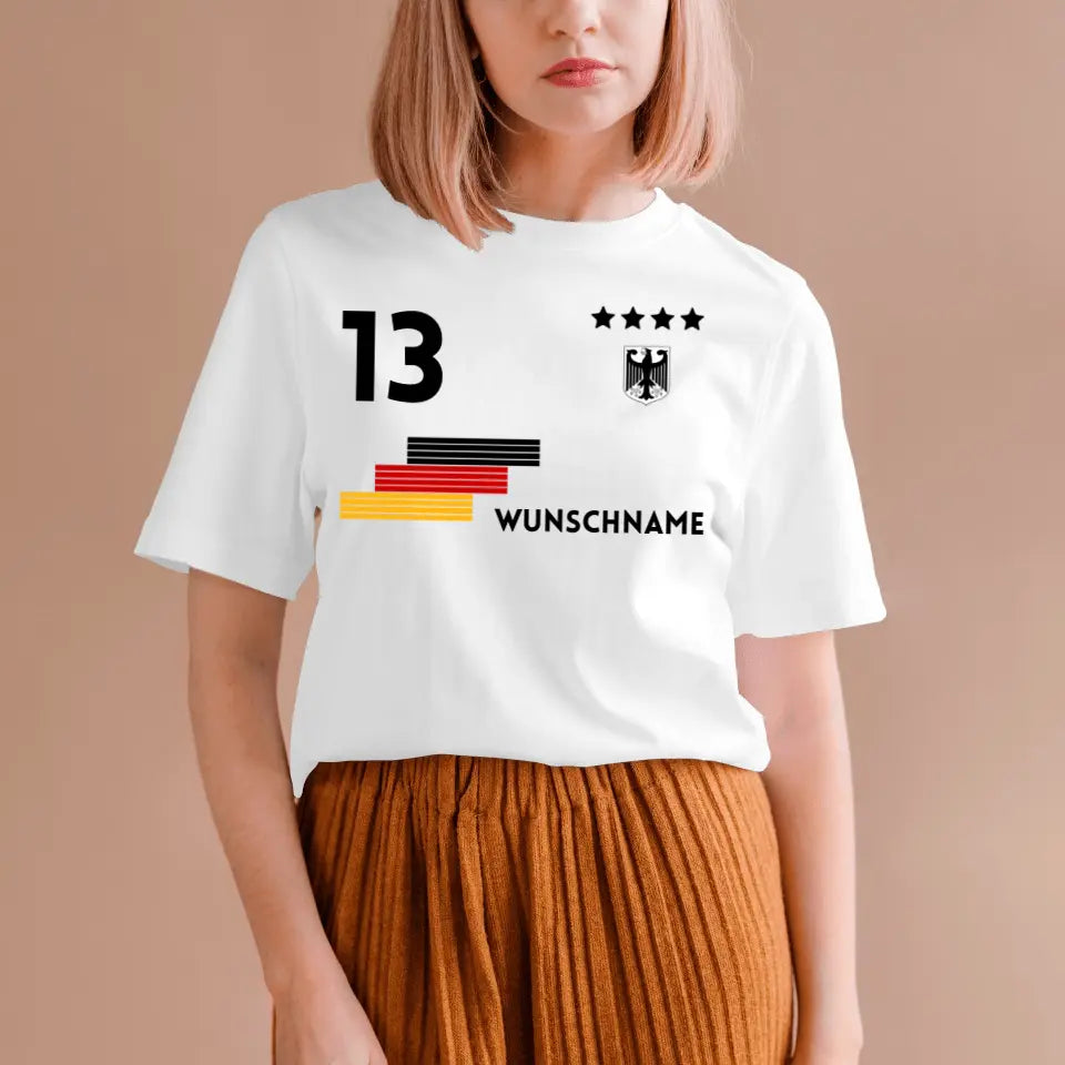 Fußball Deutschland Trikot - Personalisiertes WM T-Shirt für Fußball-Fans (100% Baumwolle, Unisex)