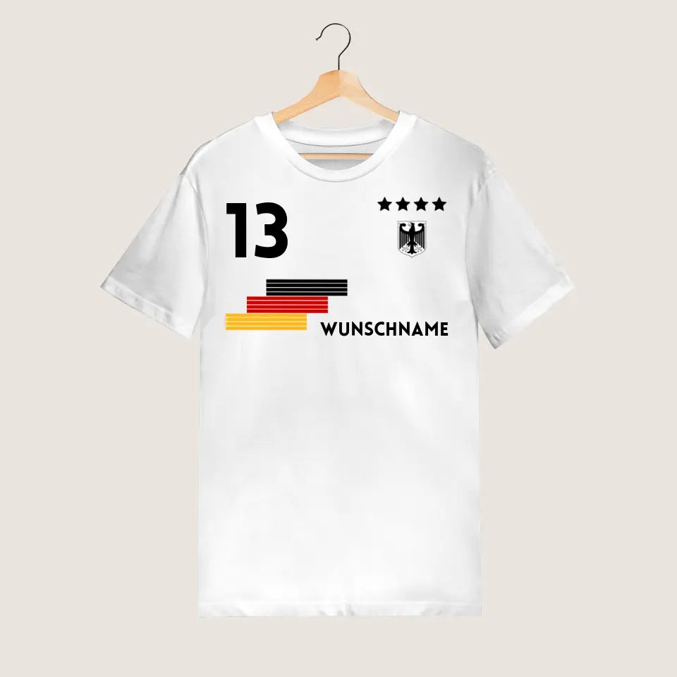 Fußball Deutschland Trikot - Personalisiertes T-Shirt für Fußball-Fans (100% Baumwolle, Unisex)