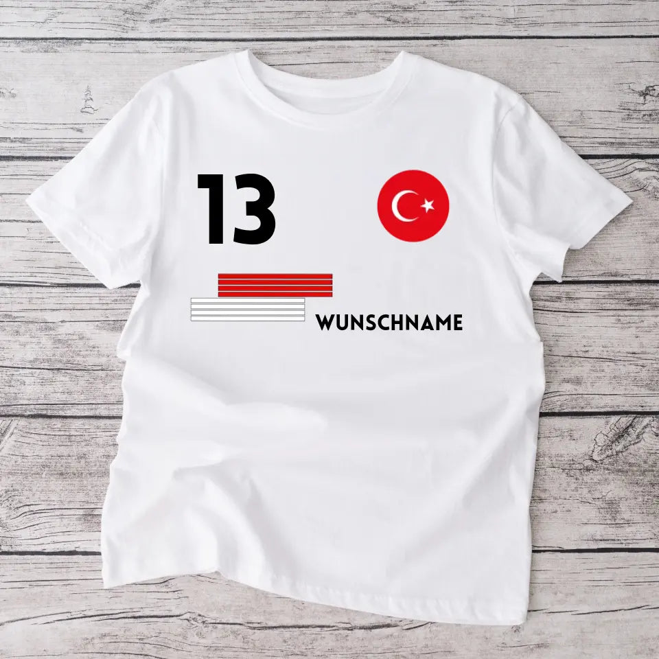 Fußball Türkei Trikot - Personalisiertes T-Shirt für türkische Fußball-Fans (100% Baumwolle, Unisex)