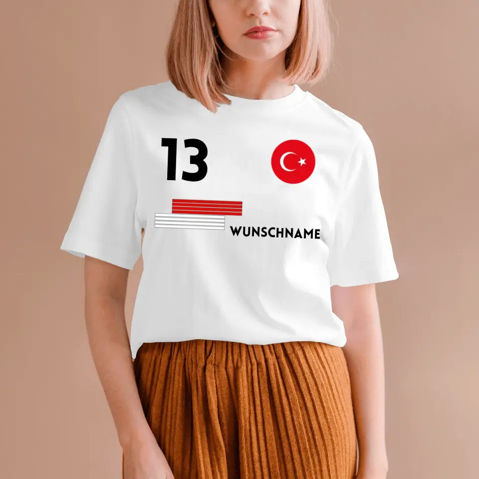Fußball Türkei Trikot - Personalisiertes T-Shirt für türkische Fußball-Fans (100% Baumwolle, Unisex)