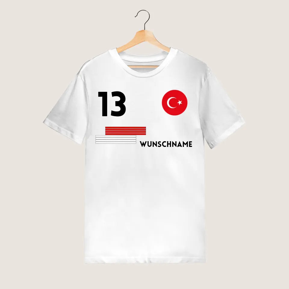 Fußball Türkei Trikot - Personalisiertes T-Shirt für türkische Fußball-Fans (100% Baumwolle, Unisex)