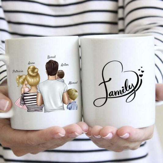 Ich liebe Weihnachten aber euch noch viel mehr! - Personalisierte Tasse für die ganze Familie (1-4 Kinder)