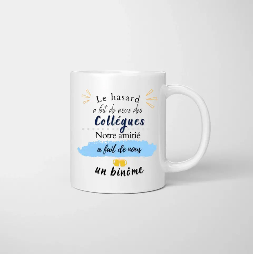 Un binome, Meilleures collègues avec boisson - Tasse magique personnalisée (l'impression apparaît à la chaleur)