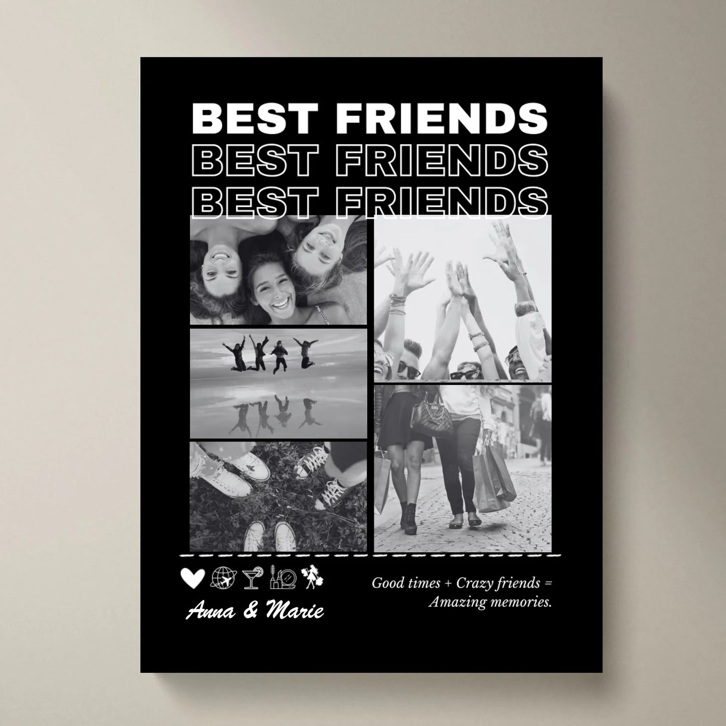 Freundinnen Forever - Personalisiertes Foto Poster (3-5 Bilder hochladen)
