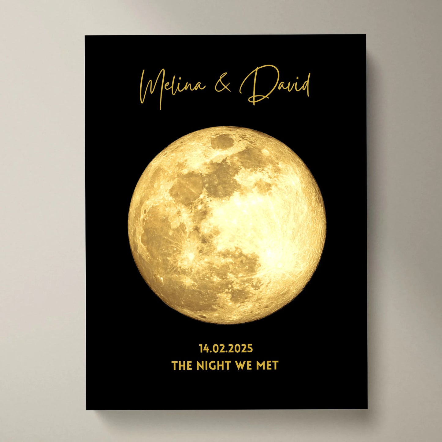 The night we met - Personalisiertes Mondphasen Poster, Goldener Mond nach Datum Geschenk