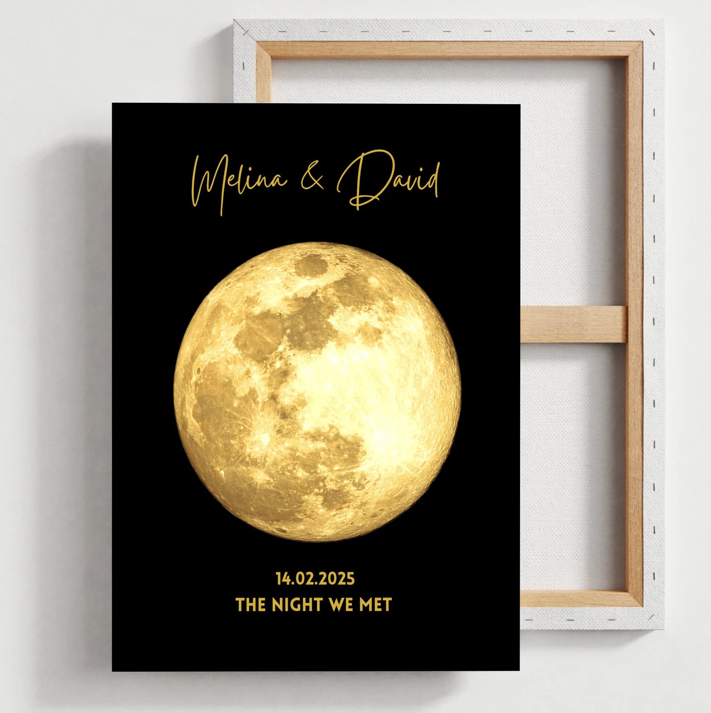 The night we met - Personalisiertes Mondphasen Poster, Goldener Mond nach Datum Geschenk