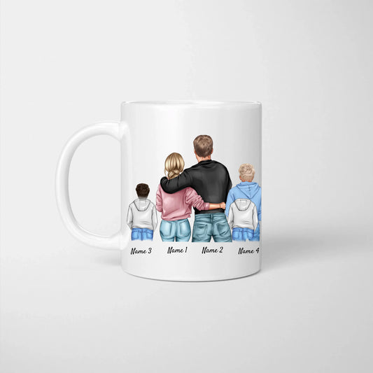 Scheiss auf Vatertag, wir lieben dich jeden Tag - Personalisierte Tasse für Papa (von Mama und Kindern)