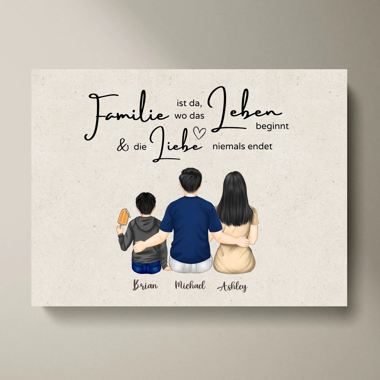 Unsere Familie - Personalisierte Leinwand Vater, Mutter & Kinder