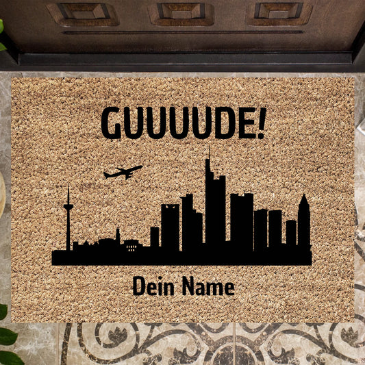 Frankfurt Skyline, Guuude! - Personalisierte Fussmatte