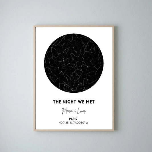 Onze sterrenhemel, The night we met - Gepersonaliseerde sterrenkaartposter, sterrenbeeld