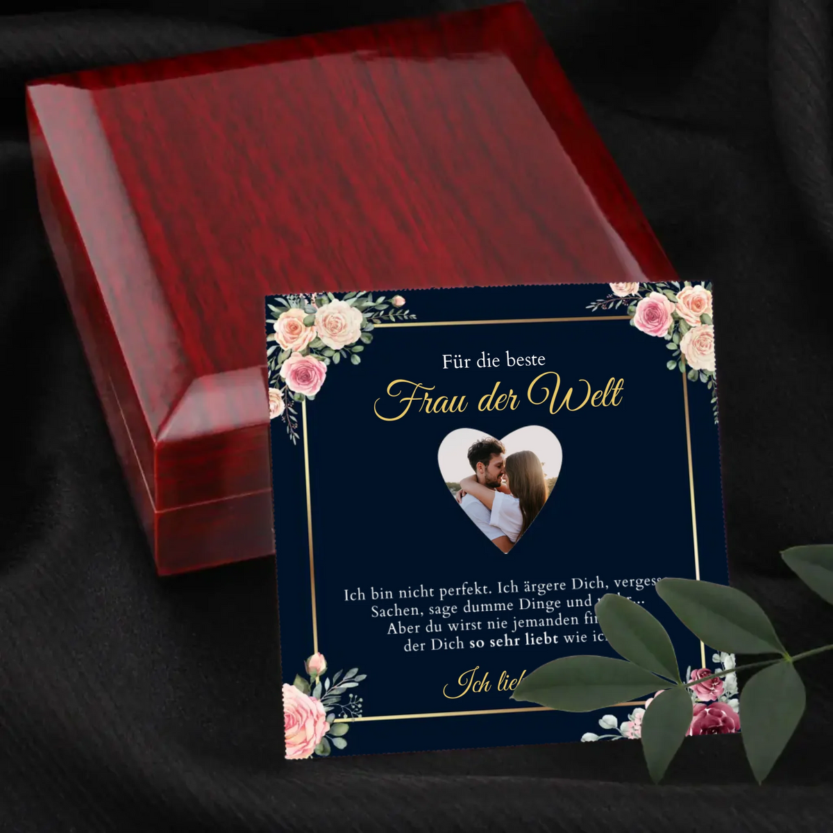 Forever Love "Bästa kvinnan" - Halsband med hjärthänge & personligt fotokort