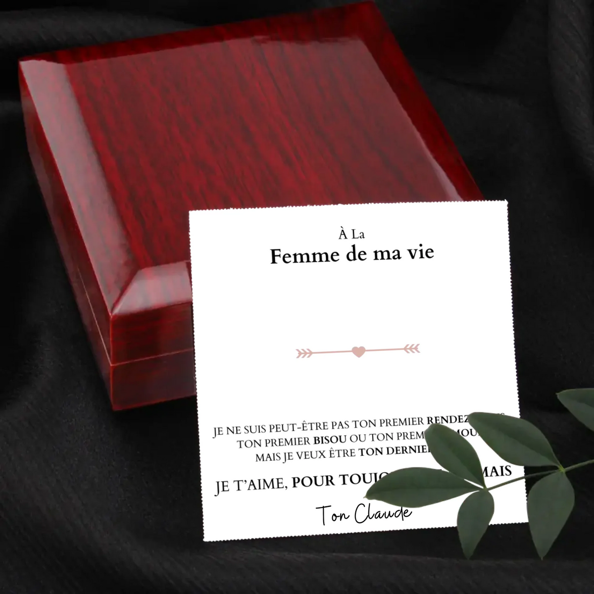 Je t'aime, pour toujours et à jamais - Collier avec pendentif coeur & carte personnalisée