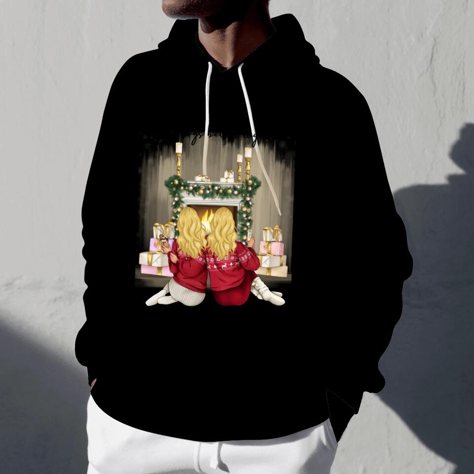 Jul vid brasan för bästa vänner - Personifierad huvtröja Unisex (2-3 Women)