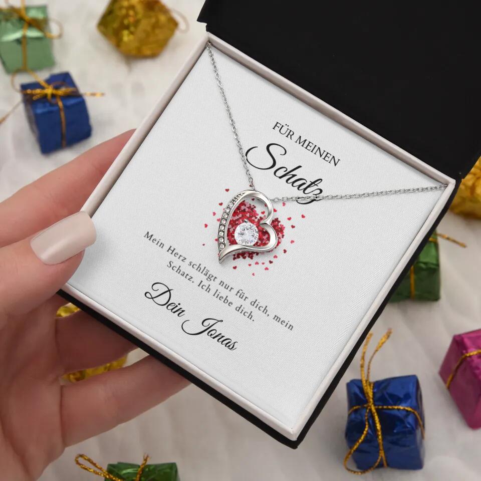 Forever Love - Halsband med hjärthänge och personligt kort