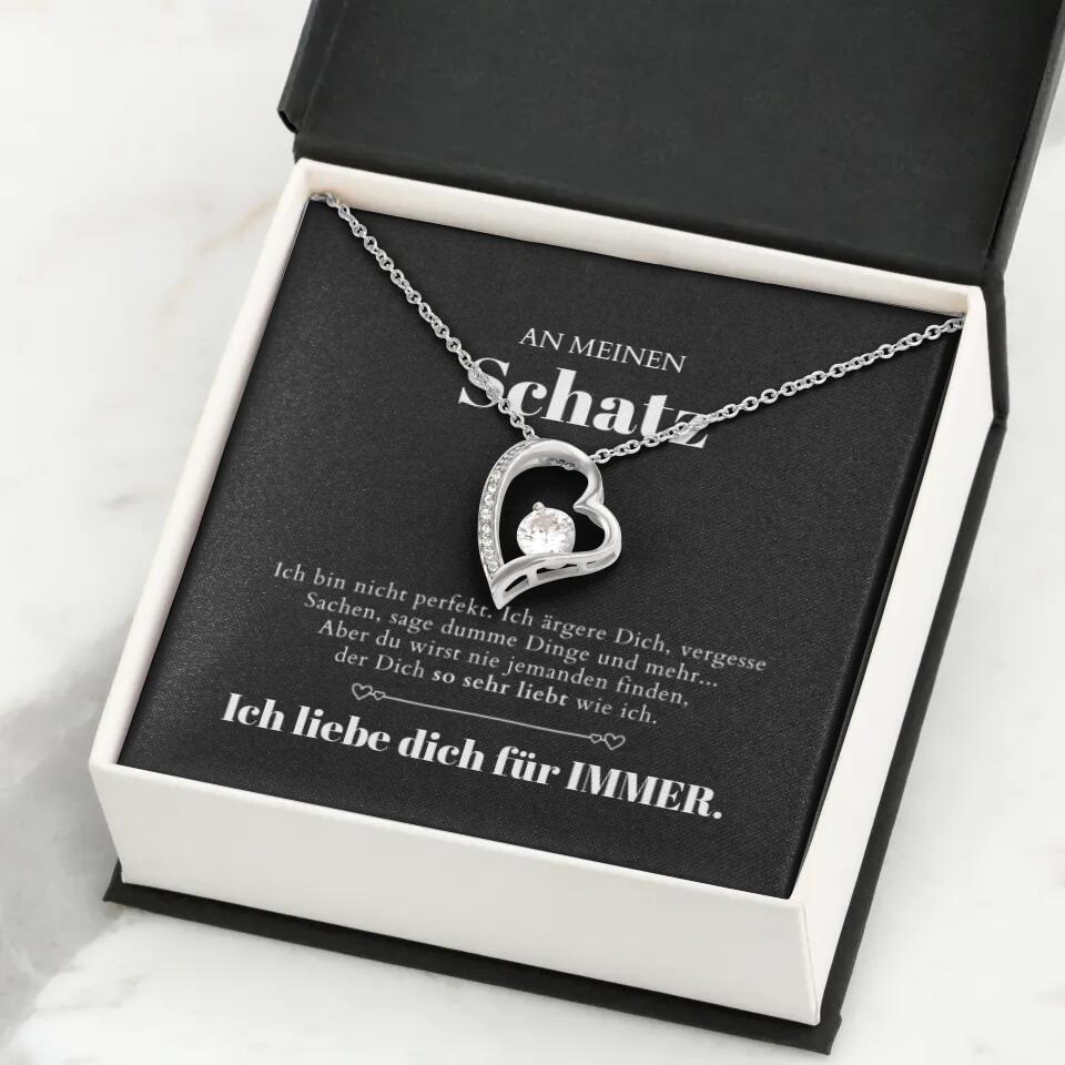 Till min älskling - Halsband med guldhjärtan och personligt presentkort