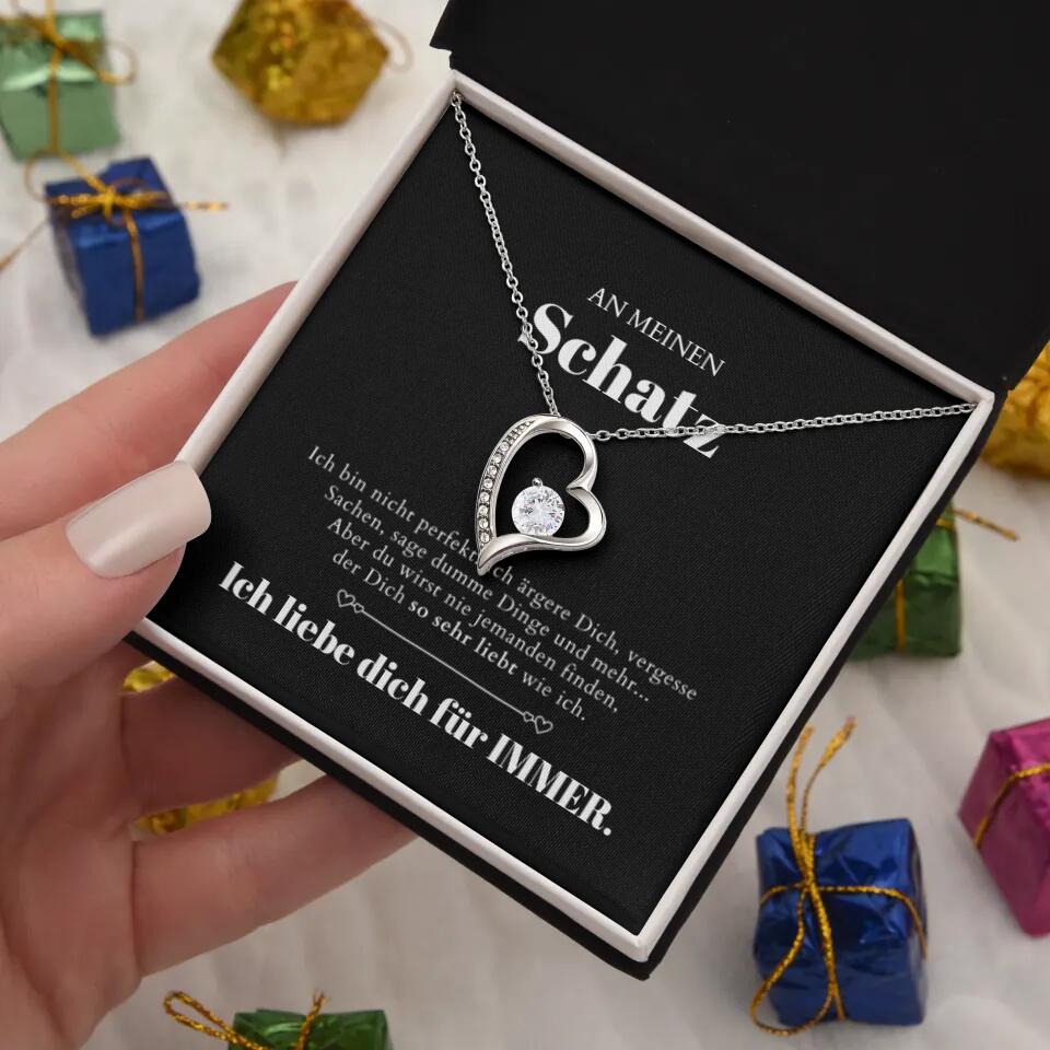 Till min älskling - Halsband med guldhjärtan och personligt presentkort