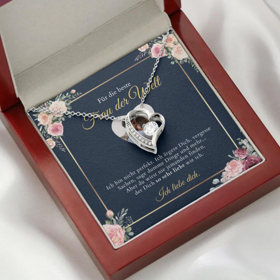 Forever Love "Bästa kvinnan" - Halsband med hjärthänge & personligt fotokort