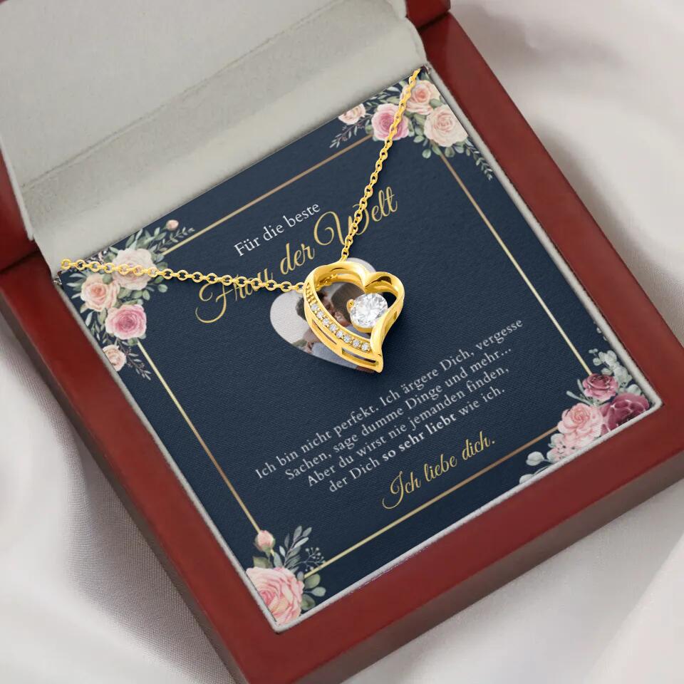 Forever Love "Bästa kvinnan" - Halsband med hjärthänge & personligt fotokort