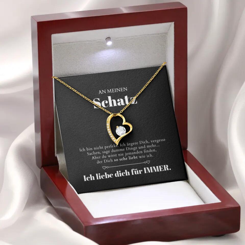 Till min älskling - Halsband med guldhjärtan och personligt presentkort