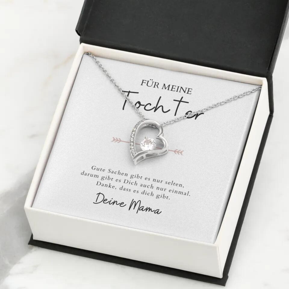 Forever Love "Till min dotter" - Halsband med hjärthänge och personligt kort (gåva till mor och dotter)