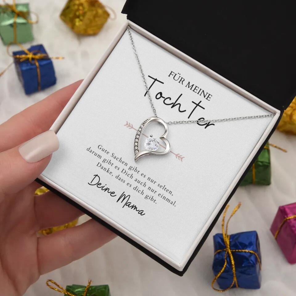 Forever Love "Till min dotter" - Halsband med hjärthänge och personligt kort (gåva till mor och dotter)