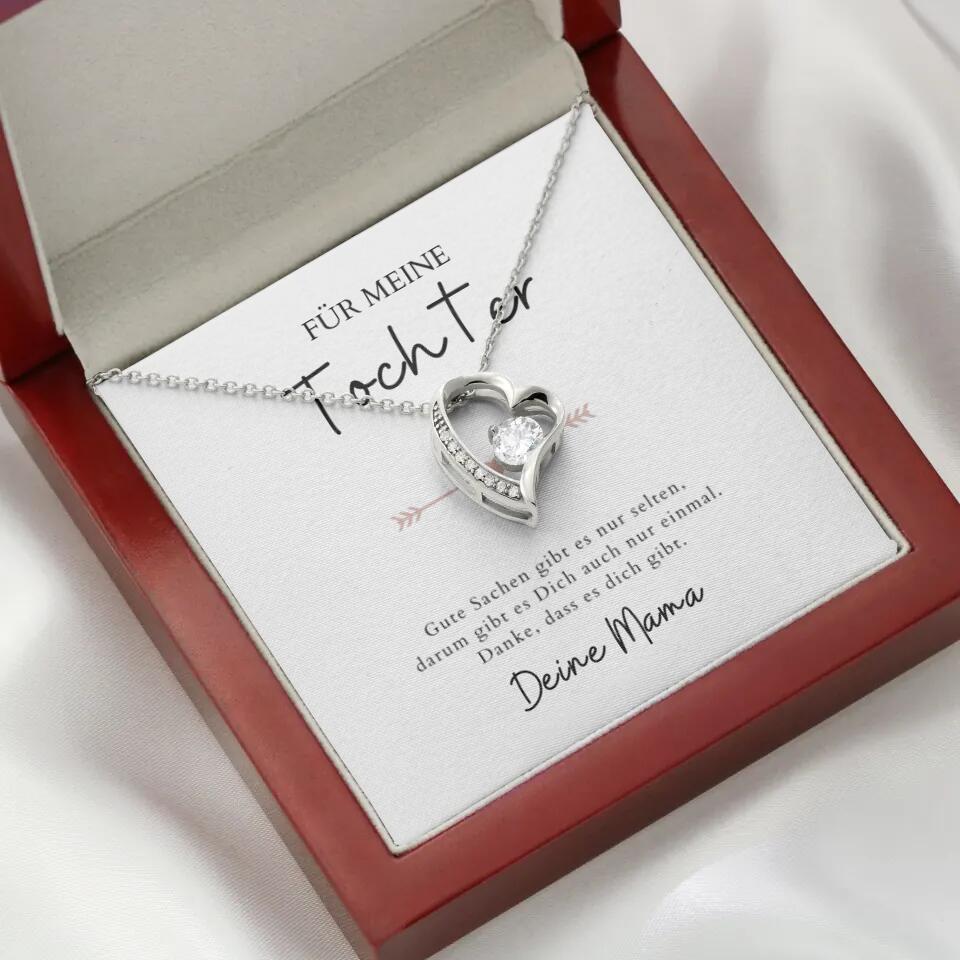 Forever Love "Till min dotter" - Halsband med hjärthänge och personligt kort (gåva till mor och dotter)