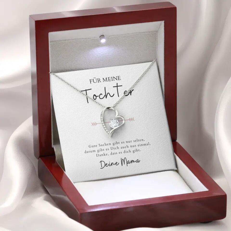 Forever Love "Till min dotter" - Halsband med hjärthänge och personligt kort (gåva till mor och dotter)