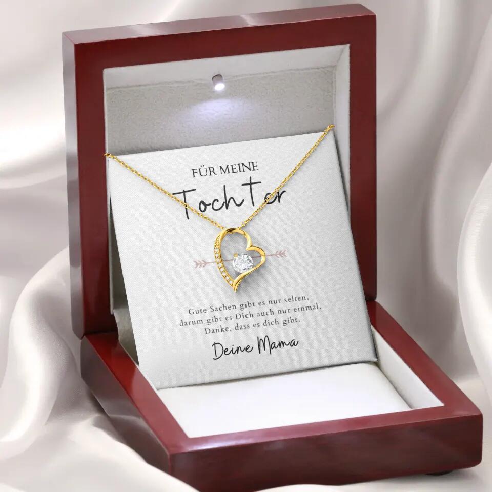 Forever Love "Till min dotter" - Halsband med hjärthänge och personligt kort (gåva till mor och dotter)