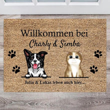 Ladda upp bild till gallerivisning, Välkommen till - Personaliserad Dörrmatta Hund &amp; katt (1-4 husdjur)
