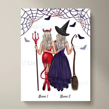 Indlæs billede til gallerivisning Bedste heksevenner - personlig plakat Halloween (2-3 personer) 
