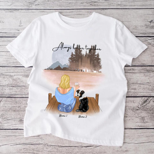 Härskarinna med husdjur & dryck - Personlig T-shirt (Hund & Katt)