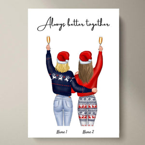 Jul Bästa Flickvänner - Personaliserad Poster (2-4 flickvänner)