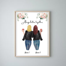 Indlæs billede til gallerivisning Yndlingssøstre i læderjakker - personlig plakat (2-3 søskende) 
