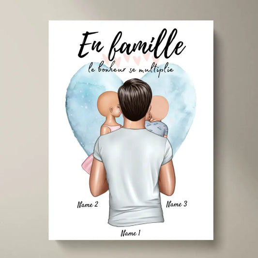 Bästa pappan, Meilleur papa avec des enfants - Poster Personnalisé (1 eller 4 barn)