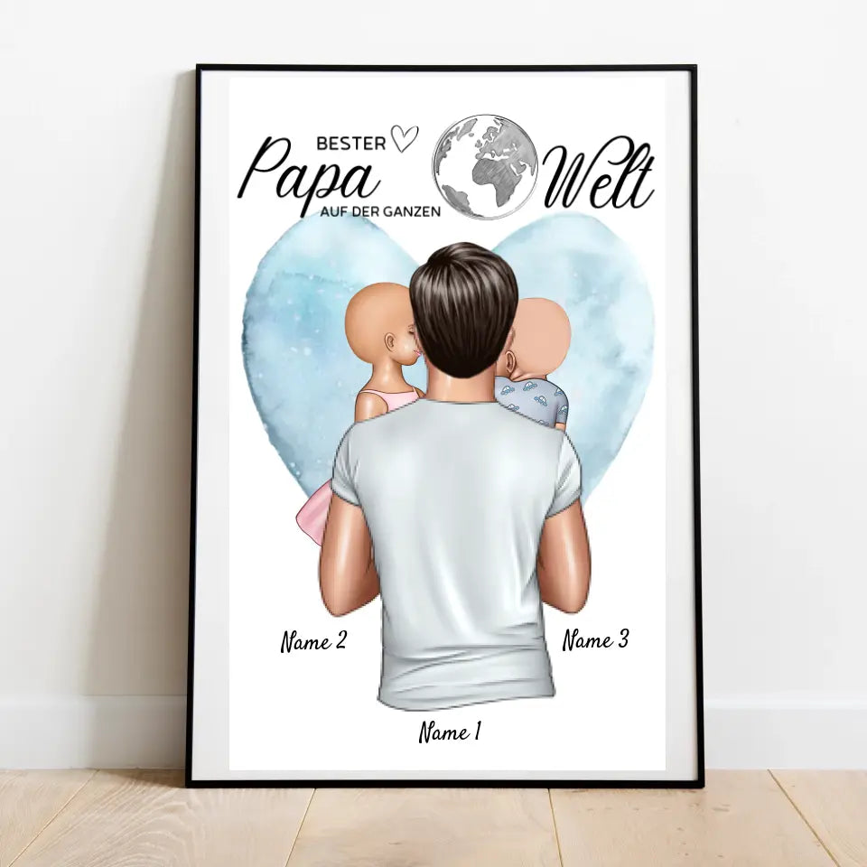 Världens bästa pappa - Personlig poster (pappa med barn)