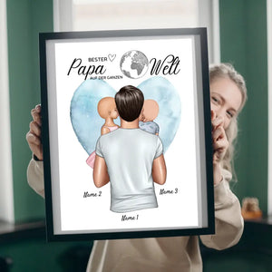 Bedste far i verden - personlig plakat (far med børn) 
