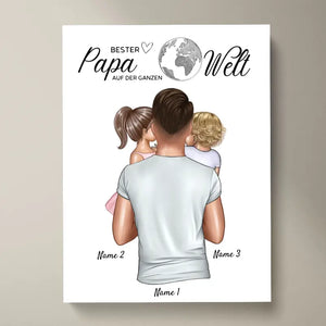 Världens bästa pappa - Personlig canvas (pappa med barn)