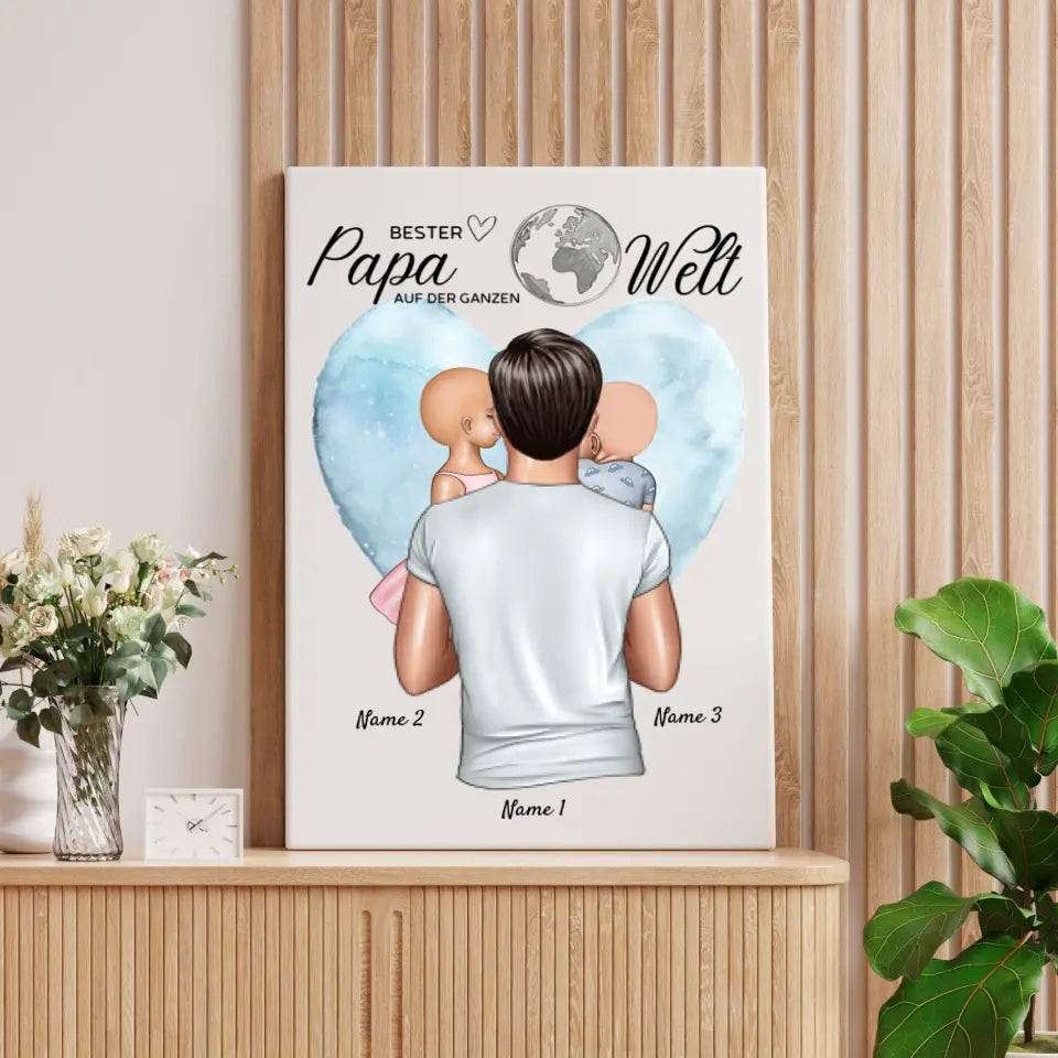 Världens bästa pappa - Personlig canvas (pappa med barn)