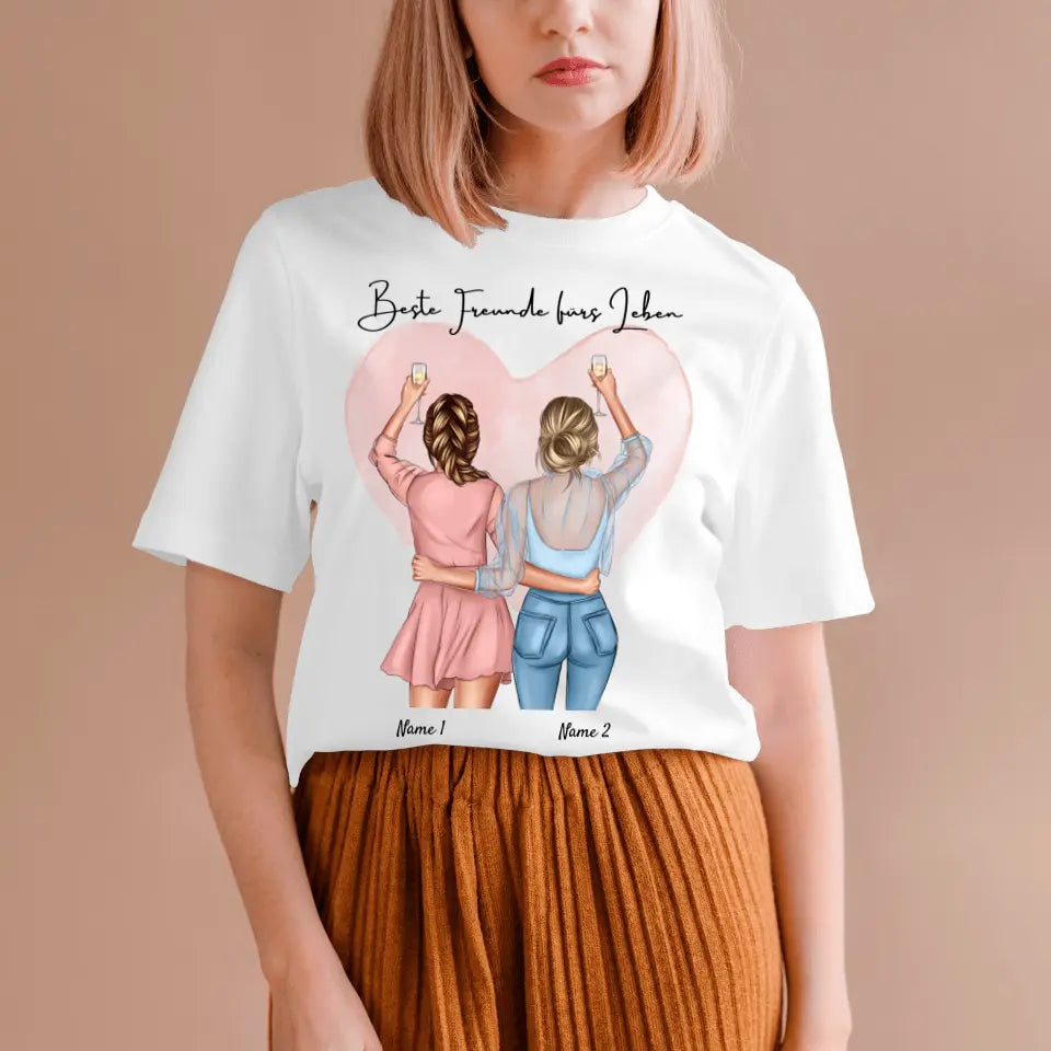 Bästa vänner Cheers - Personaliserad T-Shirt (100 % Bomull, Unisex)