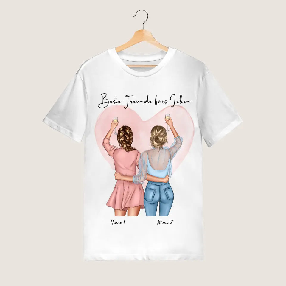 Bästa vänner Cheers - Personaliserad T-Shirt (100 % Bomull, Unisex)