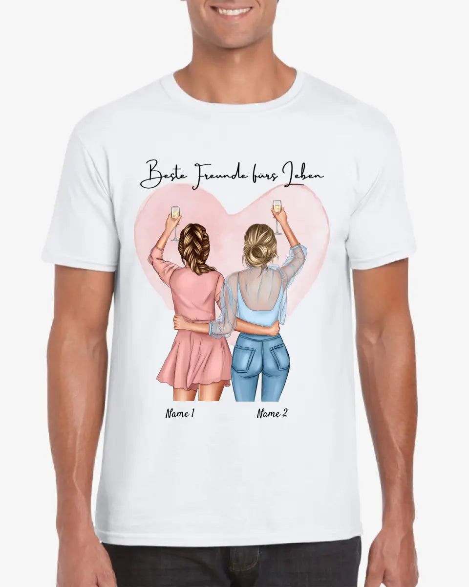 Bästa vänner Cheers - Personaliserad T-Shirt (100 % Bomull, Unisex)