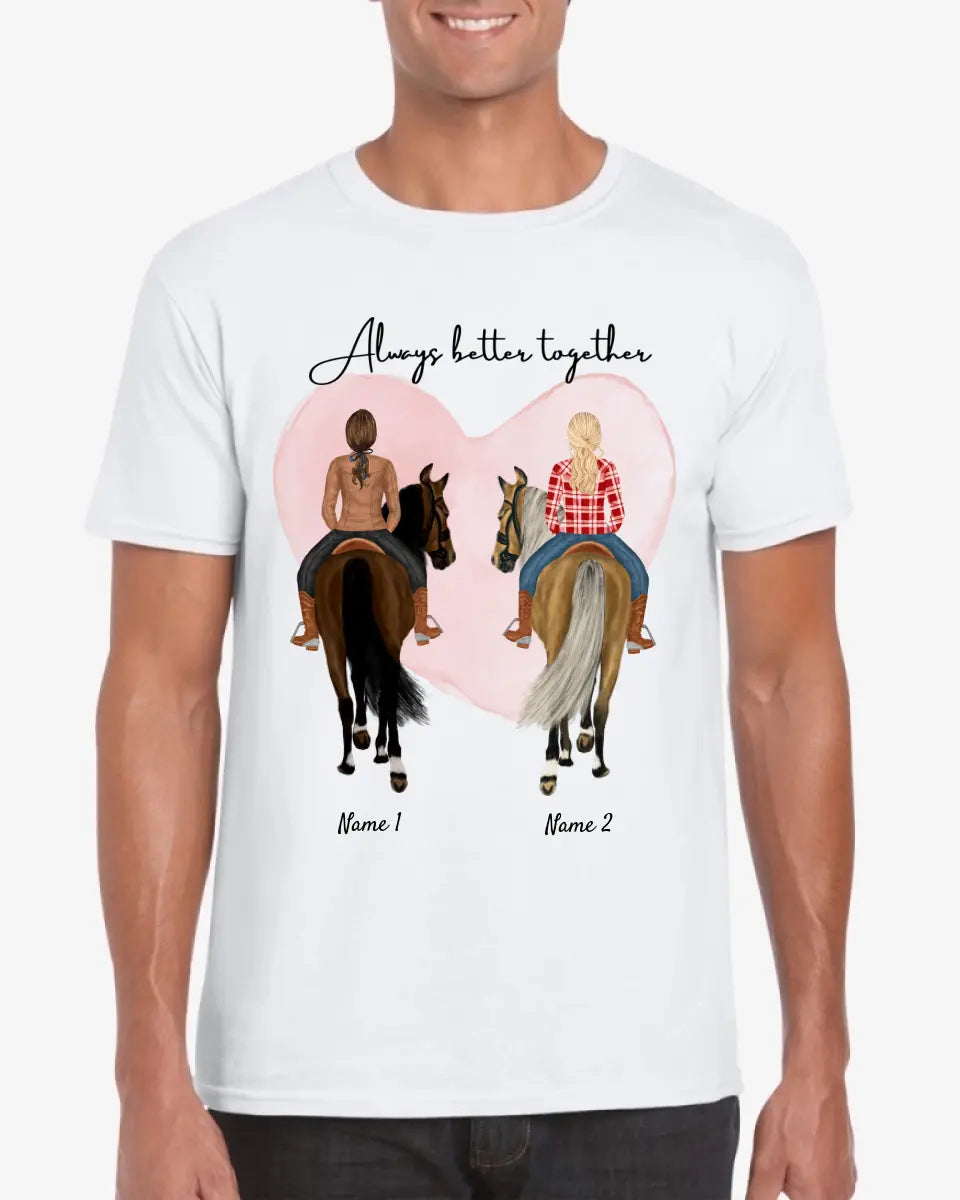 Bästa hästvänner - Personlig T-shirt (1-3 ryttare)