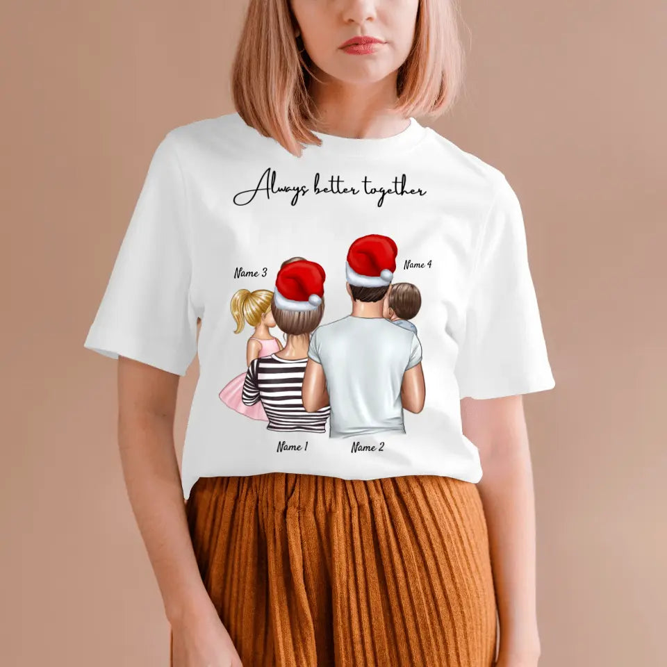 Min familj med barn - Jul - Personlig T-shirt (1-4 barn)