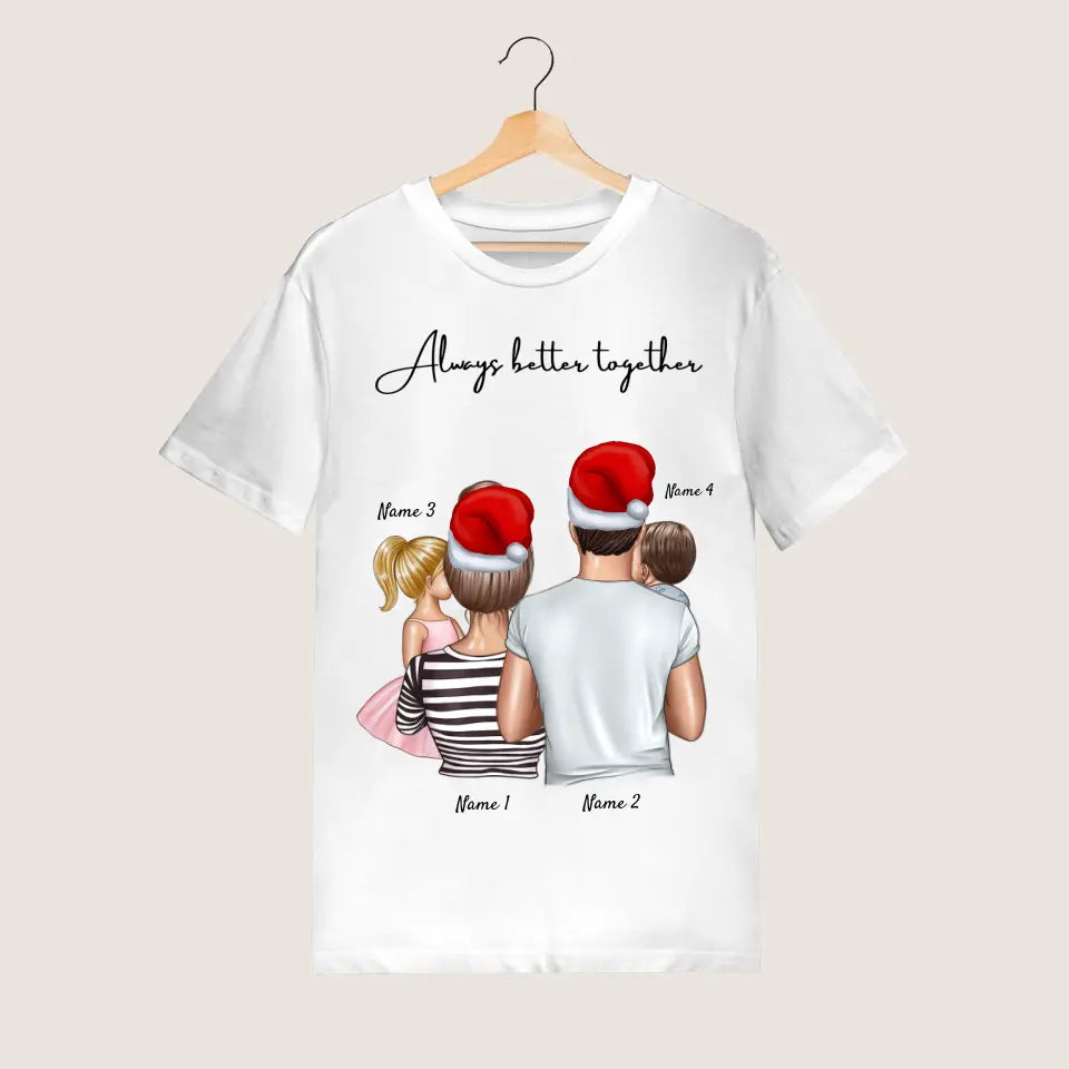 Min familj med barn - Jul - Personlig T-shirt (1-4 barn)