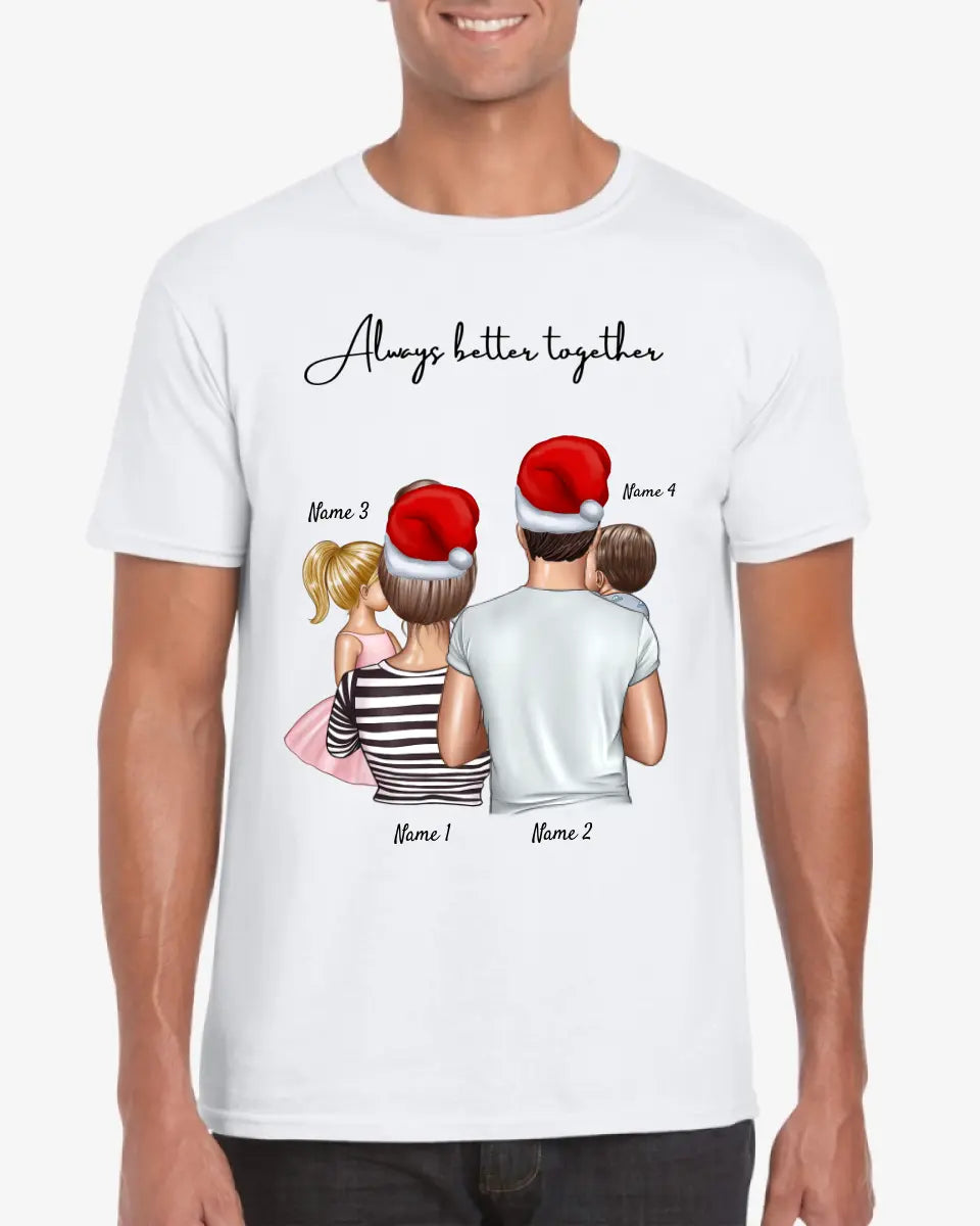 Min familj med barn - Jul - Personlig T-shirt (1-4 barn)