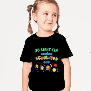Sådan ser et sejt skolebarn ud - Personlig T-shirt til børn, der starter i skole (100% bomuld)