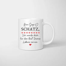 Ladda upp bild till gallerivisning, Für den Rest deines Lebens - Personalisierte Pärchen Tasse mit Blumenstrauß
