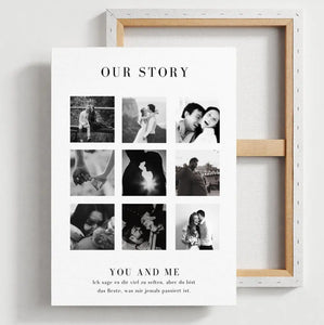"Vår historia" Personligt fotocollage för par, din partner